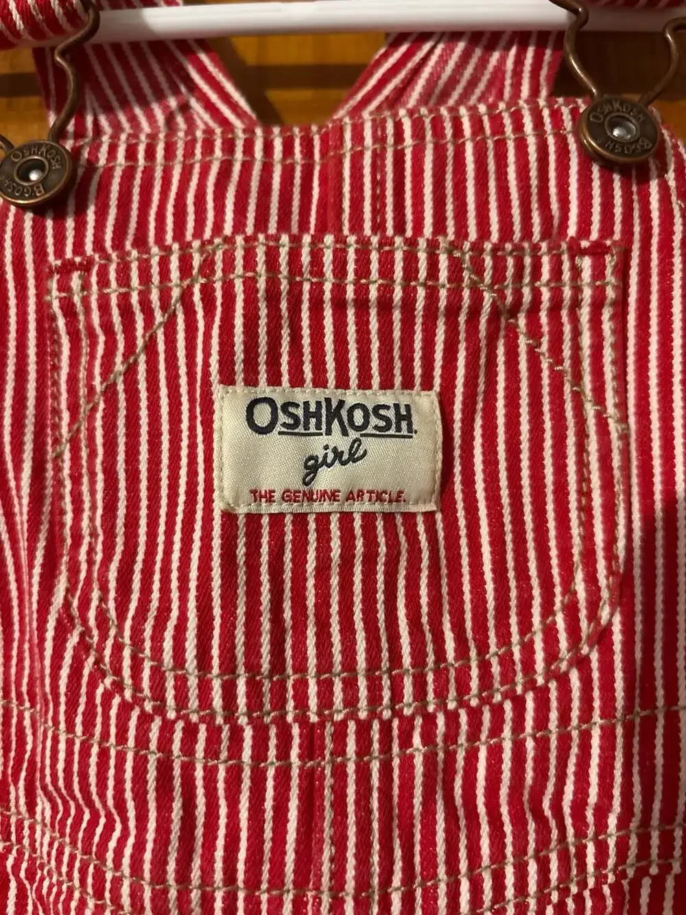 OshKosh B'gosh Red Hickory Stripe Overall Dress 24 Months